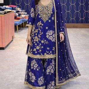 Women’s Sahara Suit Elegant Ethnic Outfit, Party Wear, Indian size 44 ( US- XL)